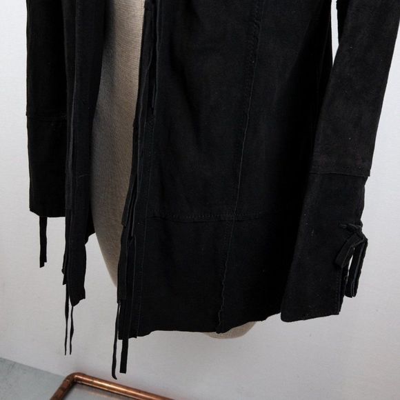 Elizabeth and James Lamb Leather Suede Jacket Fringe Western - Picture 3 of 6